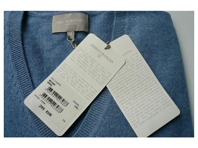 ERIC BOMPARD Herren V-Ausschnitt Kaschmirpullover TXXL NEU MIT ETIKETT Hellblau - Ansicht 3