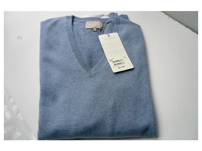 ERIC BOMPARD Herren V-Ausschnitt Kaschmirpullover TXXL NEU MIT ETIKETT Hellblau - Ansicht 5