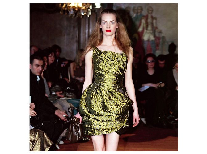 Vestido A-Line de Jacquard Miu Miu Verde - vista 2