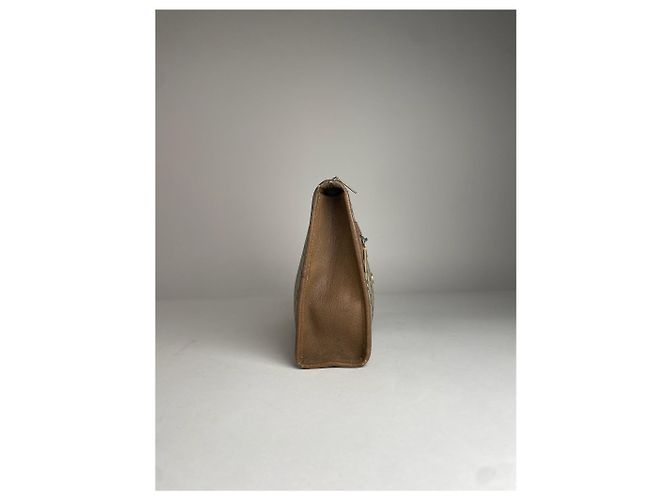 Clutch in pelle monogramma Gucci vintage grigio marrone - vista 7