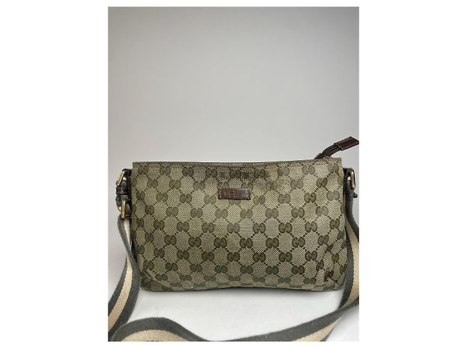 Vintage Gucci Multiway Monogram Tasche Beige Braun Grau - Ansicht 13