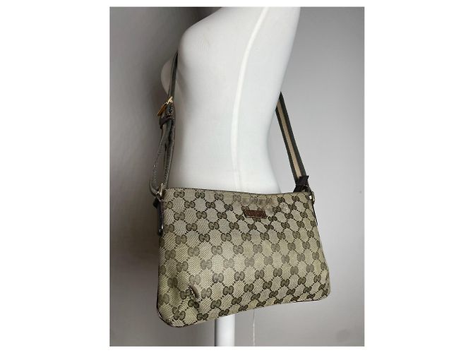 Vintage Gucci Multiway Monogram Tasche Beige Braun Grau - Ansicht 14