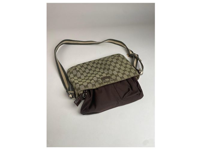 Vintage Gucci Multiway Monogram Tasche Beige Braun Grau - Ansicht 3