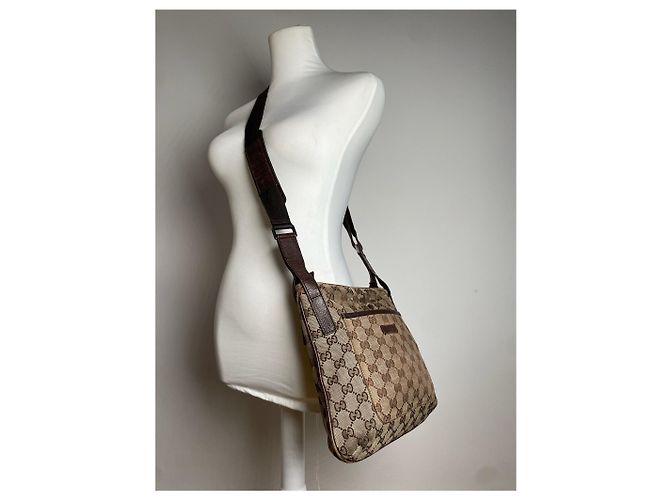 Vintage Gucci Multiway Monogram Tasche Beige Braun - Ansicht 3