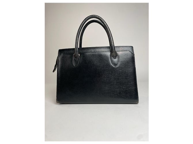 Vintage Courreges Lederhandtasche schwarz - Ansicht 2
