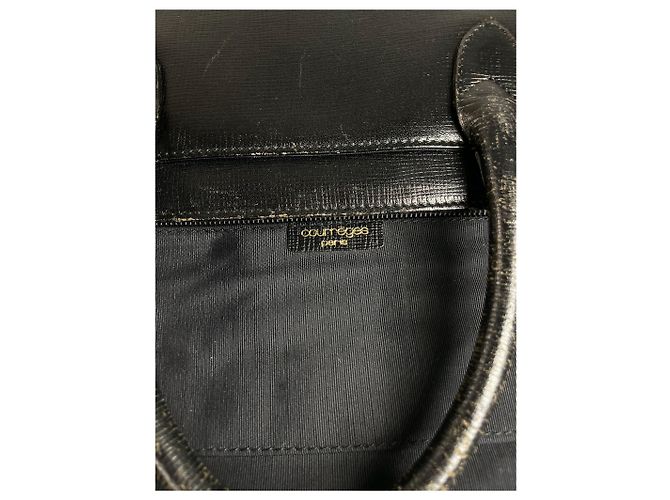 Vintage Courreges Lederhandtasche schwarz - Ansicht 4