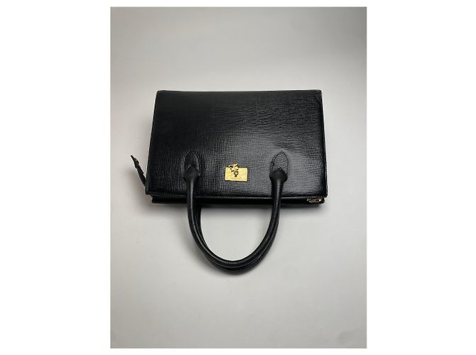 Vintage Courreges Lederhandtasche schwarz - Ansicht 5