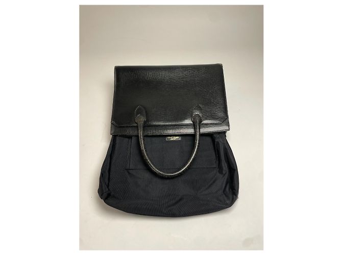Vintage Courreges Lederhandtasche schwarz - Ansicht 6