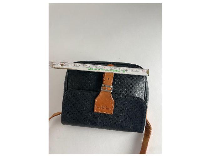Vintage Courreges Leder Monogramm Schultertasche Schwarz Braun - Ansicht 11