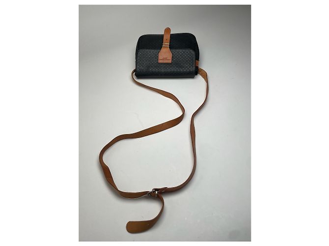 Vintage Courreges Leder Monogramm Schultertasche Schwarz Braun - Ansicht 14