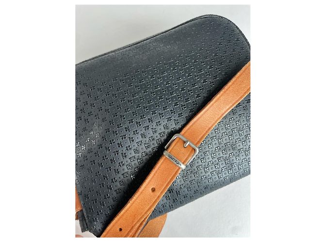 Vintage Courreges Leder Monogramm Schultertasche Schwarz Braun - Ansicht 15