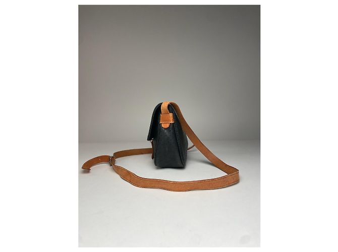Vintage Courreges Leder Monogramm Schultertasche Schwarz Braun - Ansicht 4