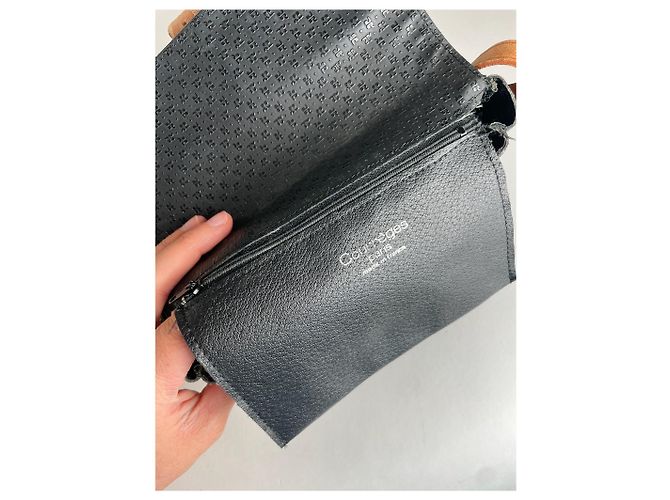 Vintage Courreges Leder Monogramm Schultertasche Schwarz Braun - Ansicht 5
