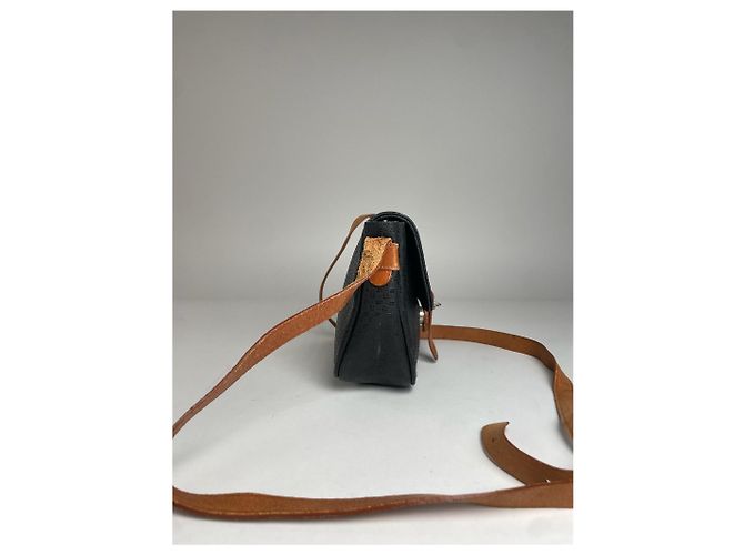 Vintage Courreges Leder Monogramm Schultertasche Schwarz Braun - Ansicht 8