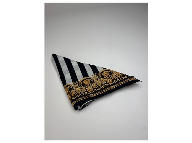 Vintage Fendi Abstrakter Schal Schwarz Weiß Gold - Ansicht 6