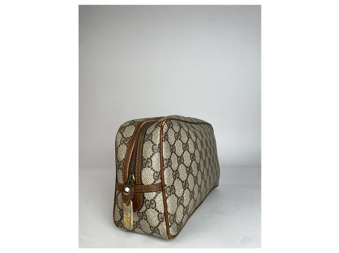 Ophidia Clutch de couro monograma Gucci vintage marrom cinza - vista 2