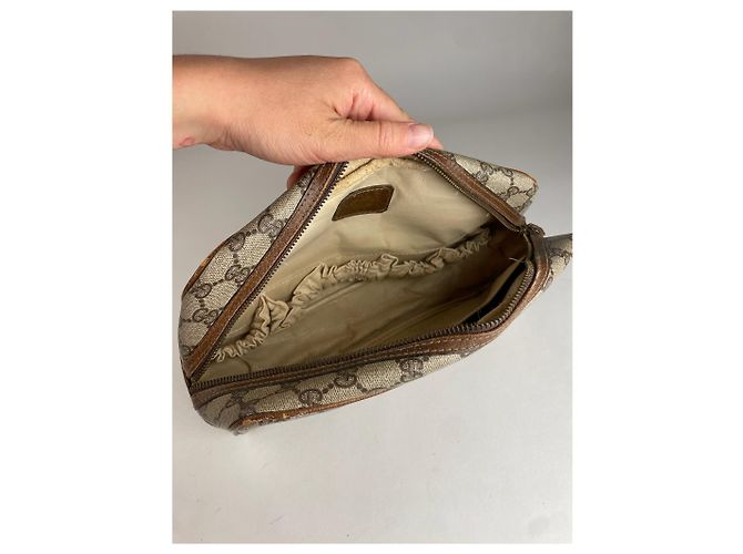 Ophidia Clutch de couro monograma Gucci vintage marrom cinza - vista 4