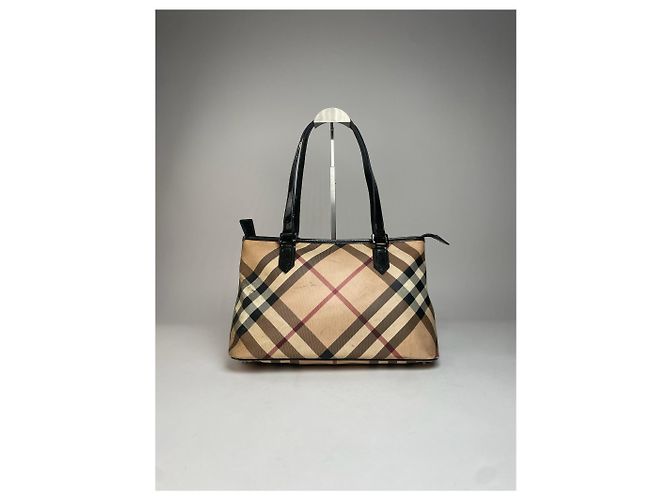 Vintage Burberry Nova Check Lederhandtasche Beige - Ansicht 10