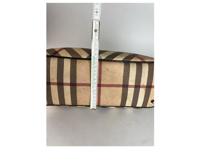 Vintage Burberry Nova Check Lederhandtasche Beige - Ansicht 11