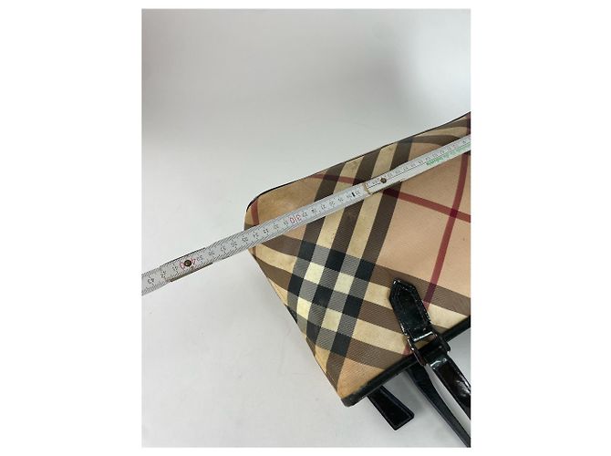 Vintage Burberry Nova Check Lederhandtasche Beige - Ansicht 12