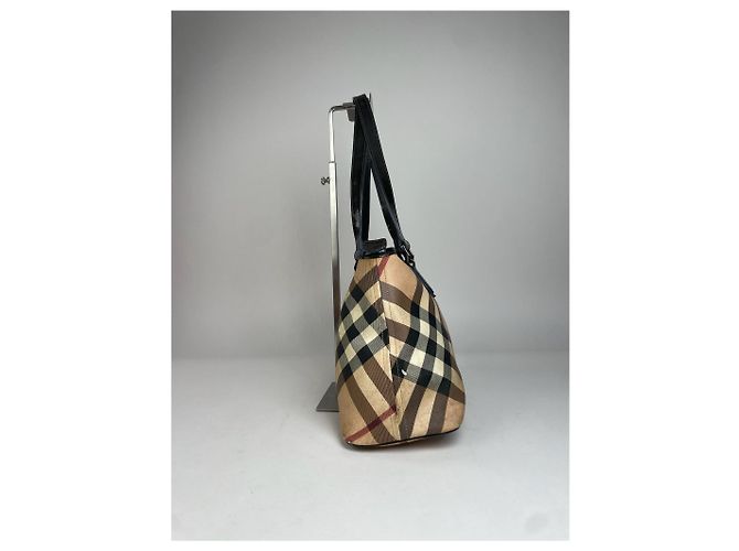 Vintage Burberry Nova Check Lederhandtasche Beige - Ansicht 7