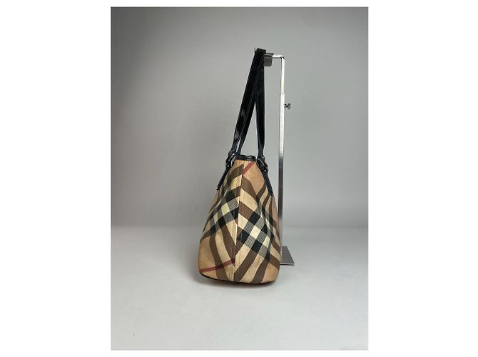 Vintage Burberry Nova Check Lederhandtasche Beige - Ansicht 8