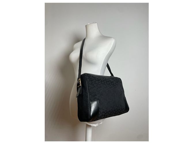 Céline Vintage Celine Macadam Monogram Ledertasche Schwarz - Ansicht 4