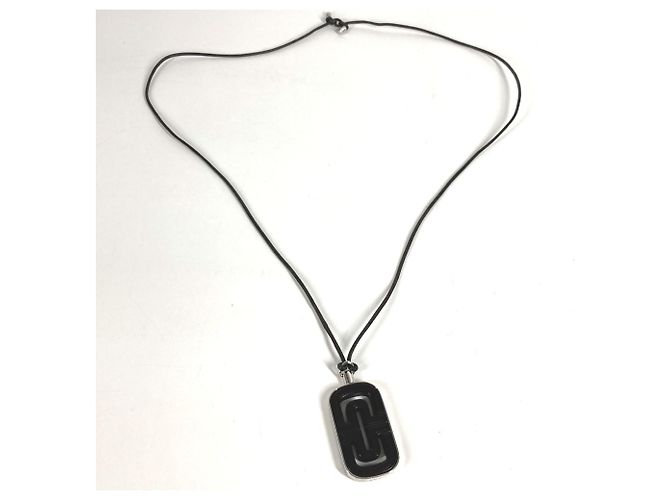 Bulgari Collana Choker in Pelle Parentesi BVLGARI Nero Argento - vista 2