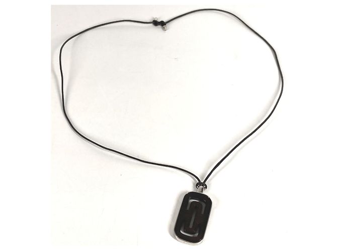 Bulgari Collana Choker in Pelle Parentesi BVLGARI Nero Argento - vista 3