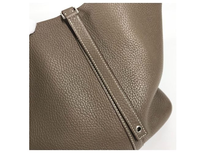 Borsa Hermès Picotin Lock MM 22 in Grigio Etoupe Marrone Taupe - vista 17