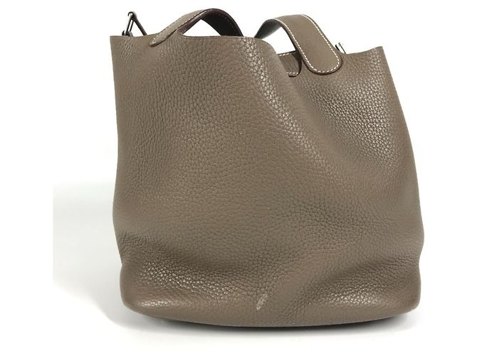 Borsa Hermès Picotin Lock MM 22 in Grigio Etoupe Marrone Taupe - vista 4