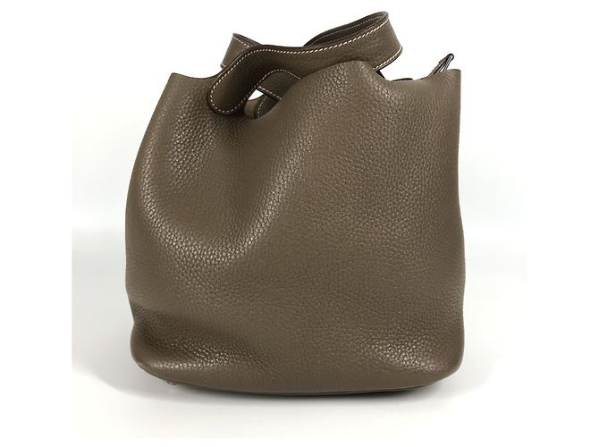 Borsa Hermès Picotin Lock MM 22 in Grigio Etoupe Marrone Taupe - vista 5