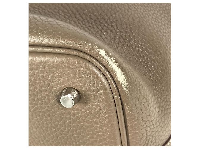 Borsa Hermès Picotin Lock MM 22 in Grigio Etoupe Marrone Taupe - vista 9