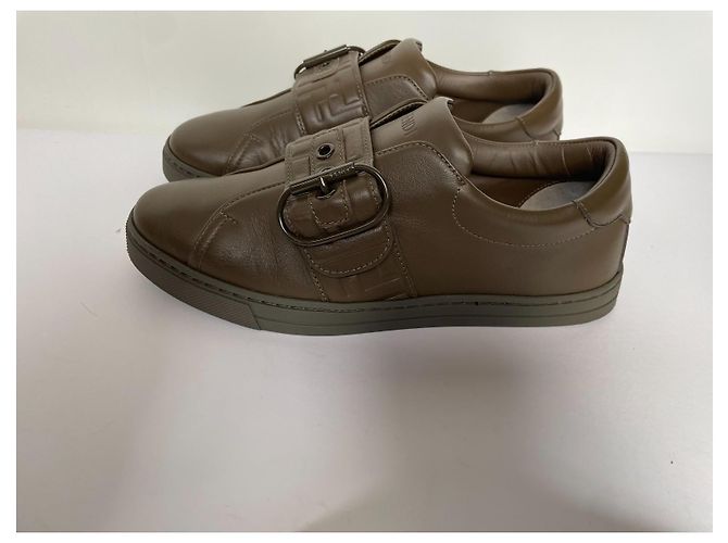 Fendi Sneaker aus Leder Khaki - Ansicht 2