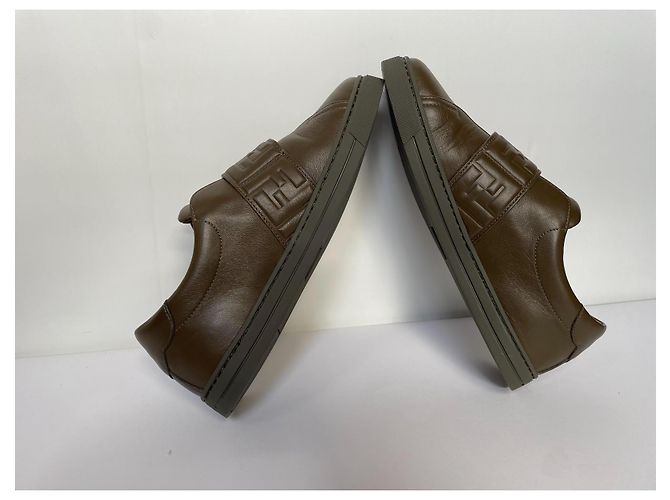 Fendi Sneaker aus Leder Khaki - Ansicht 6
