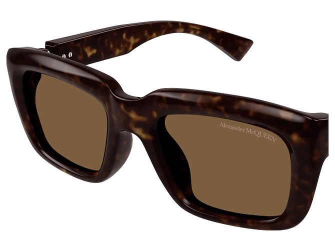 Occhiali da sole in tartaruga scura Alexander McQueen Marrone - vista 2