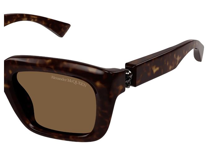 Occhiali da sole in tartaruga scura Alexander McQueen Marrone - vista 3