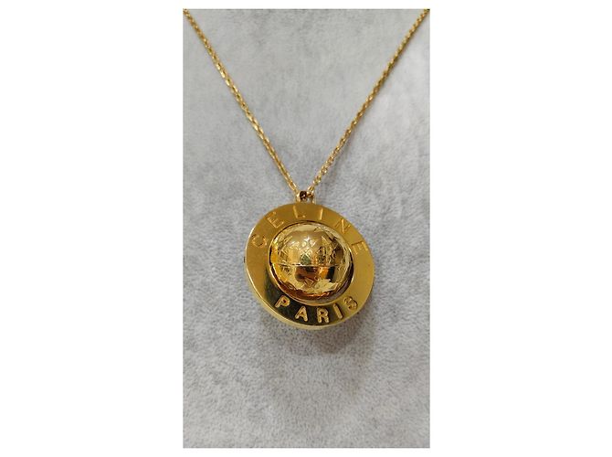 Collana Céline con pendente medaglia globo dorata D'oro - vista 2