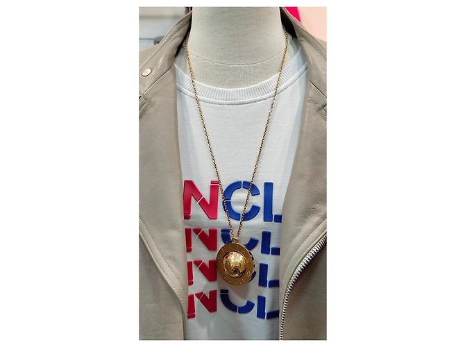 Collana Céline con pendente medaglia globo dorata D'oro - vista 4