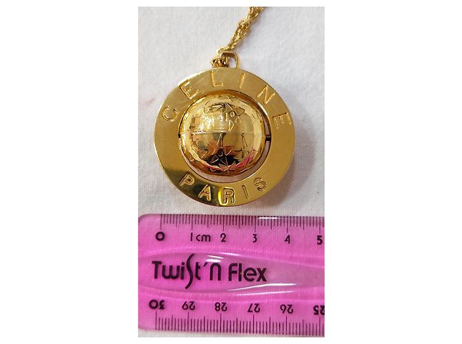 Collana Céline con pendente medaglia globo dorata D'oro - vista 6