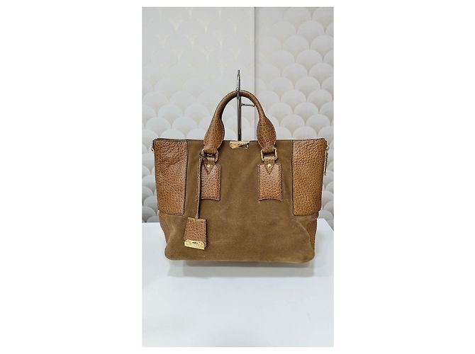 Bolsa Burberry Calaghan de couro e camurça camel Bege - vista 10