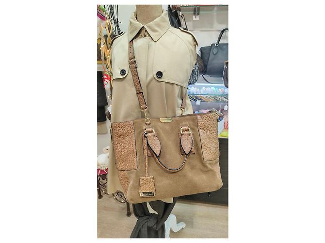 Bolsa Burberry Calaghan de couro e camurça camel Bege - vista 2