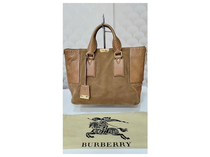Bolsa Burberry Calaghan de couro e camurça camel Bege - vista 3