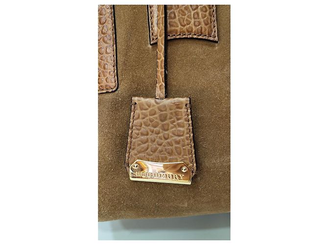 Bolsa Burberry Calaghan de couro e camurça camel Bege - vista 4
