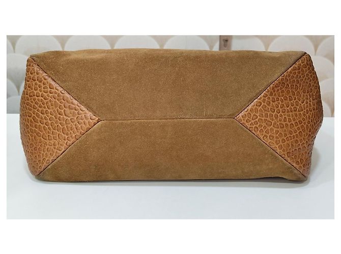 Bolsa Burberry Calaghan de couro e camurça camel Bege - vista 5