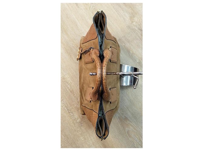 Bolsa Burberry Calaghan de couro e camurça camel Bege - vista 6