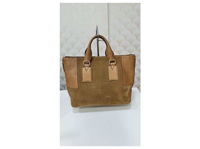 Bolsa Burberry Calaghan de couro e camurça camel Bege - vista 7