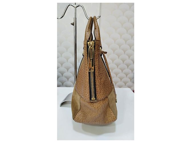 Bolsa Burberry Calaghan de couro e camurça camel Bege - vista 8