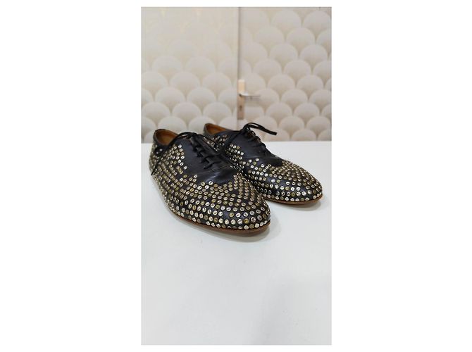 Derbies Saint Laurent com studs em couro preto - vista 10