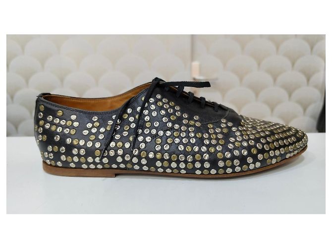 Derbies Saint Laurent com studs em couro preto - vista 6